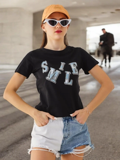 Blouse en coton Royalfashion pour femmes avec l'inscription