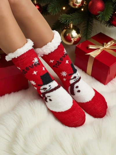 Chaussettes Femme Aurora Rouges en Tricot de Noël