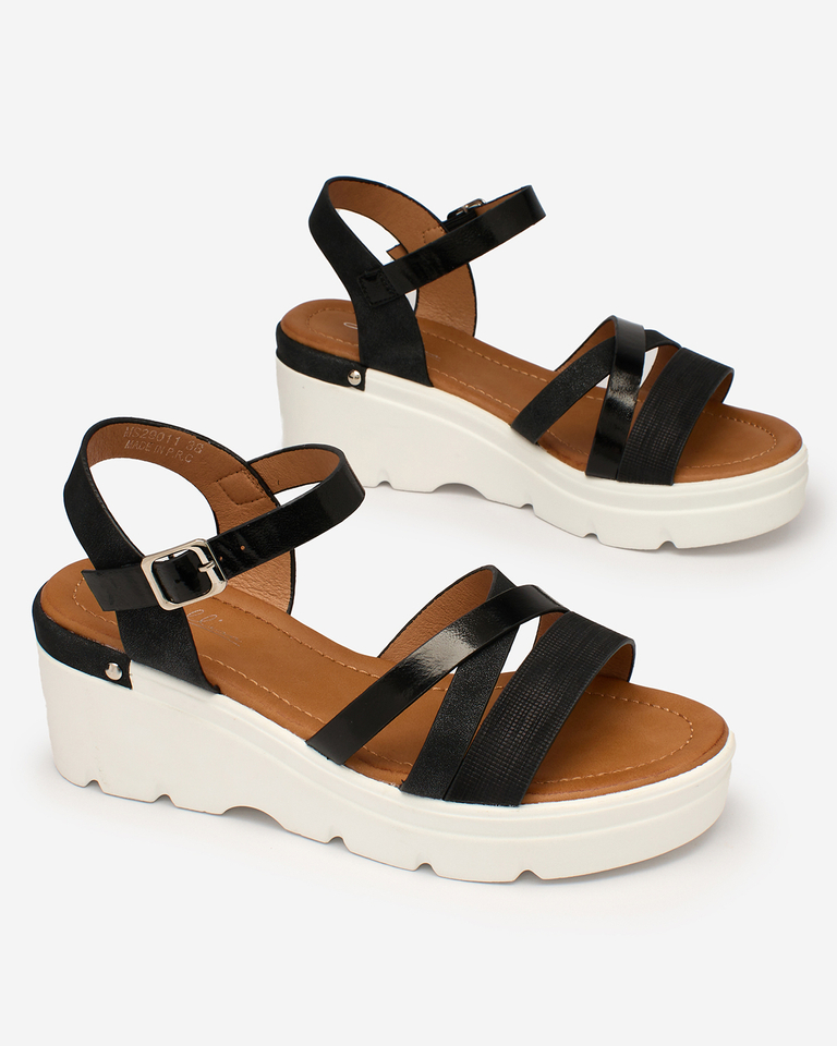 OUTLET Royalfashion Sandales compensées Zoppla pour femme, noires