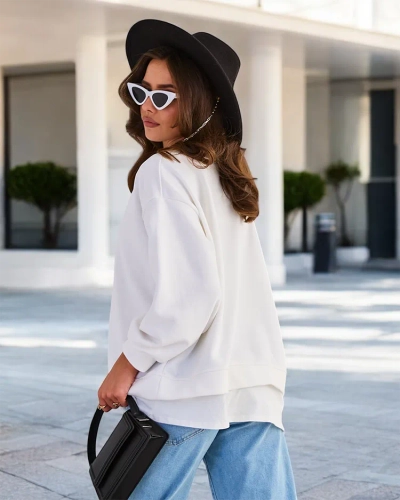 Royalfashion Sweat-shirt fin en coton pour femme