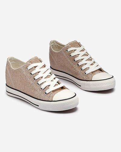 Baskets d'or pour femmes sur une ancre cachée avec fil brillant Seggat- Footwear