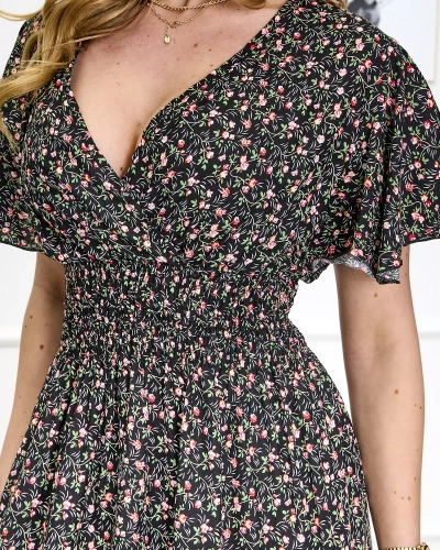 Robe longue à fleurs noire pour femme Vêtements
