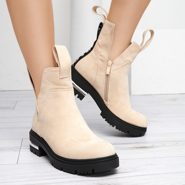 OUTLET Bottes femme crème à talon plat Dezi - Footwear