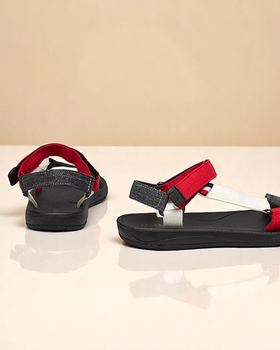 Sandales pour femme en tissu rouge Ojo- Footwear