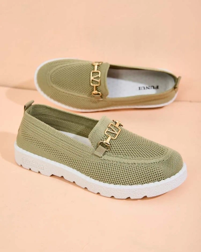 Royalfashion Mocassins en tissu pour femme avec ornementation dorée Erticae