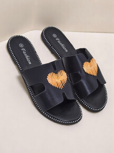 Royalfashion Sandales plates pour femmes Heart Chic