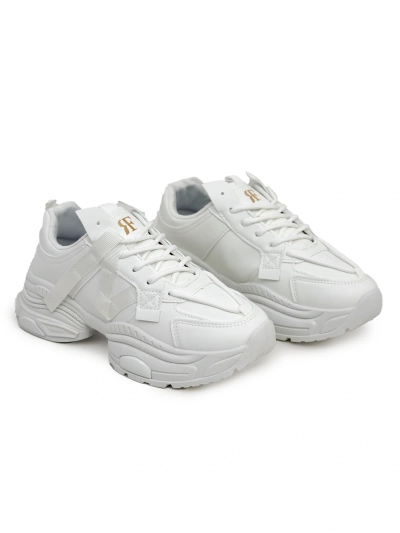Baskets blanches pour femmes Arete en cuir écologique, talon plat, collection printemps