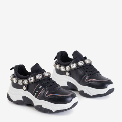 OUTLET Chaussures de sport pour femmes noires avec zircones cubiques Frewan - Footwear