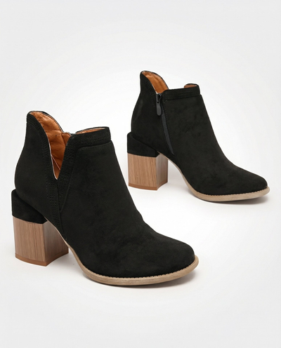 Royalfashion Black Lemere square heele heele boots