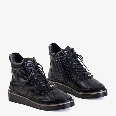 OUTLET Bottes pour femmes noires avec gaufrage animal Brindisi - Footwear