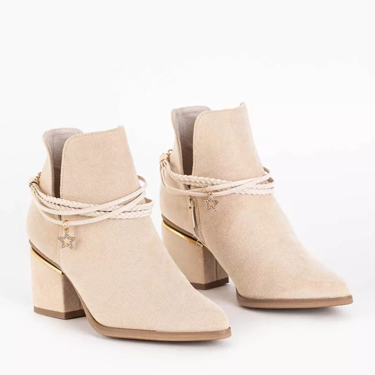 OUTLET Bottines beiges pour femme sur le poteau Sheea - Footwear