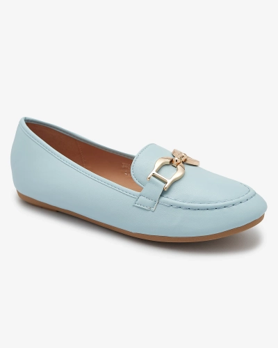 Mocassins pour femme en éco-cuir bleu avec embellissement Wiwet-Footwear