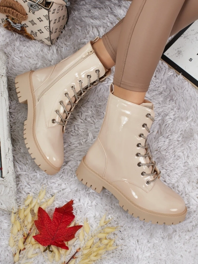 Bottines vernies à lacets pour femmes Fjorra