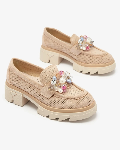 Mocassins ajourés marron clair pour femme Peloga- Footwear