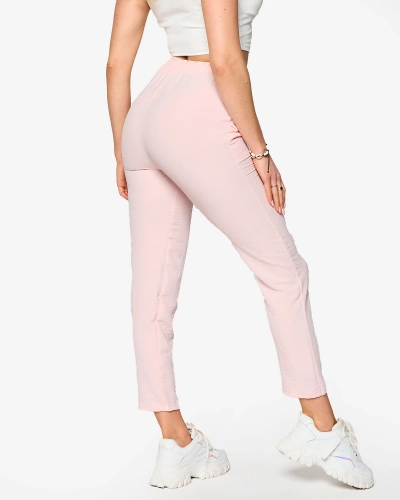 Pantalon droit en tissu rose pâle pour femme - Vêtements