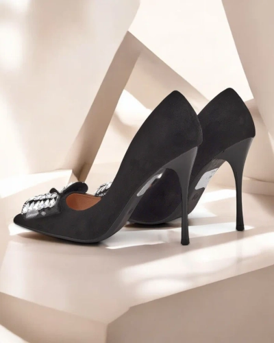 Royalfashion Chaussures à talons hauts pour femmes avec un nœud Cocarte