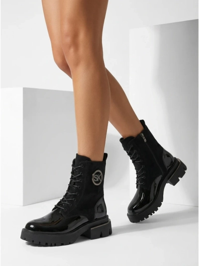 Bottines pour femmes en cuir écologique et daim écologique Lalunes