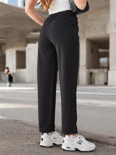 Royalfashion Pantalon simple pour femmes avec un lien