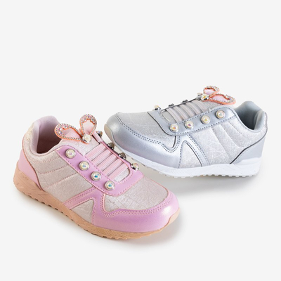 OUTLET Chaussures de sport pour enfants en argent avec décorations Demiak - Chaussures