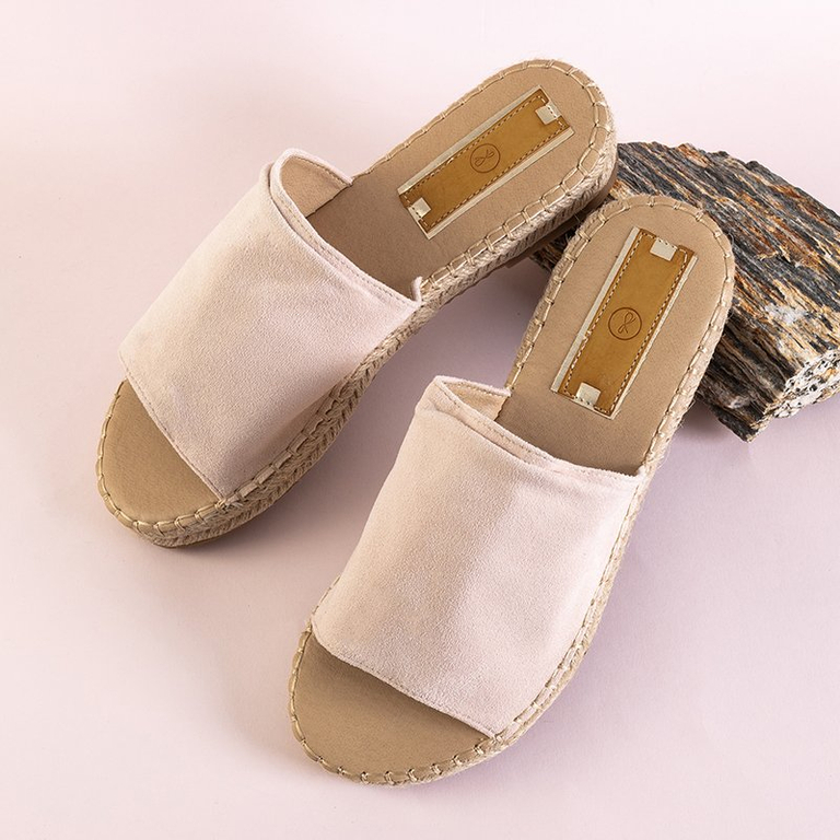 OUTLET Pantoufles Lamiya beiges pour femmes - Footwear