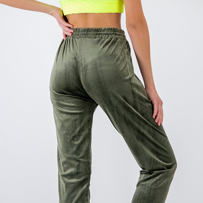 Pantalon de jogging femme vert foncé avec inscription brodée - Vêtements