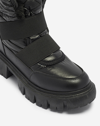OUTLET Bottes pour femmes a'la bottes de neige sur une semelle plate en noir Ferory- Footwear