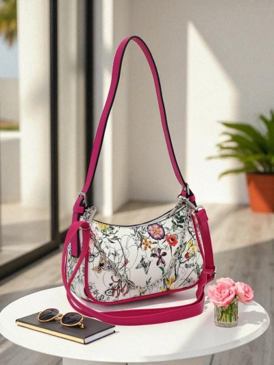 Royalfashion Petit sac à main pour femme en cuir écologique avec motif floral Lily Bloom