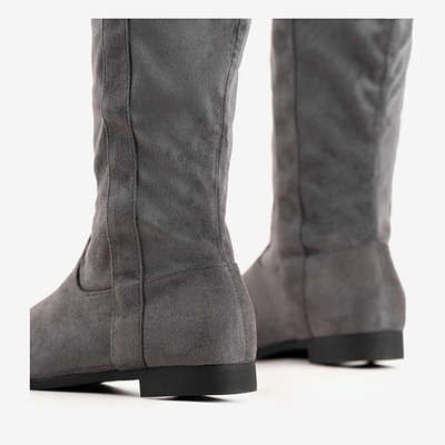 Bottes à talons plats pour femmes grises Melano - Chaussures