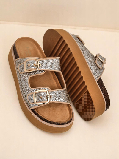 Royalfashion Mules à plateforme pour femmes Nora Woven
