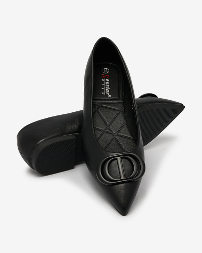 Royalfashion Ballerines noires à bout pointu pour femme avec embellissement sur le nez Manixy