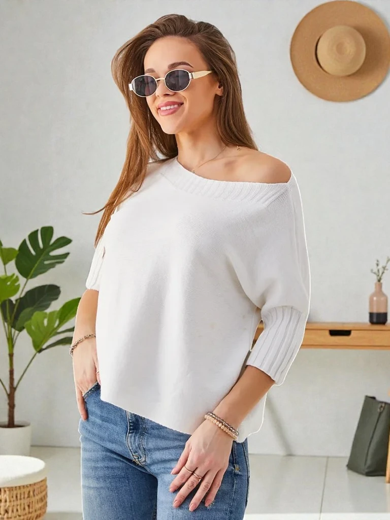 Pull en viscose pour femmes Royalfashion avec manches courtes