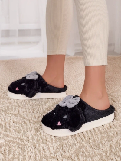Pantoufles en fourrure pour femmes Royalfashion avec un nœud Savos