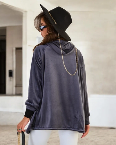 Royalfashion Sweat à capuche dézippée pour femme
