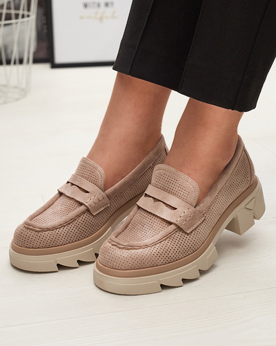 Mocassins ajourés pour femmes, marron clair, sur une semelle solide Ejina - Footwear
