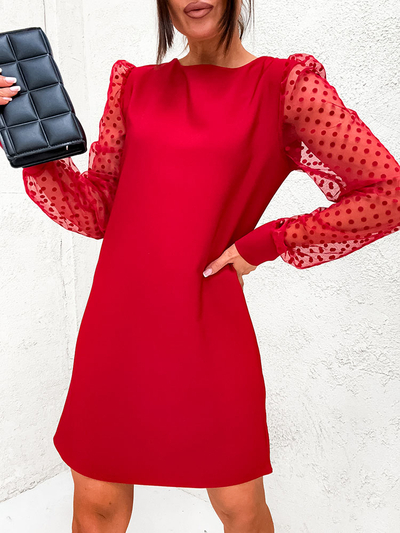 Royalfashion Robe classique pour femme au genou en rouge