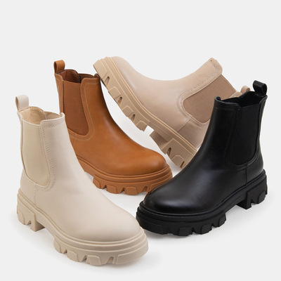 Bottines à talons plats femme crème Esta - Chaussures