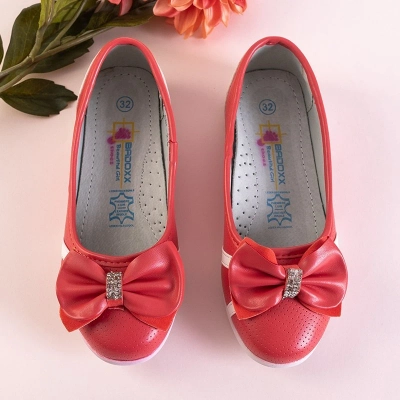 OUTLET Ballerines enfant rouges et blanches à nœud Portia - Chaussures