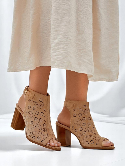 Royalfashion Sandales à talon bloc découpé pour femmes Abetle