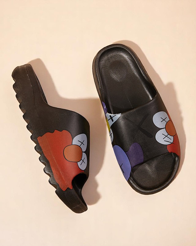 Chaussons pour femmes en caoutchouc noir avec imprimé Pfizz - Footwear