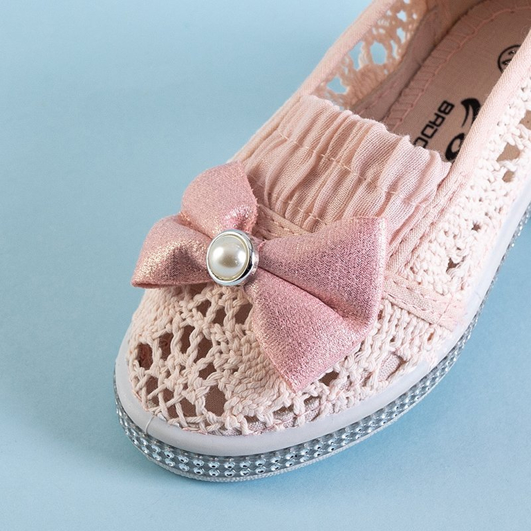 OUTLET Slip en dentelle rose pour enfants Ozana - Chaussures