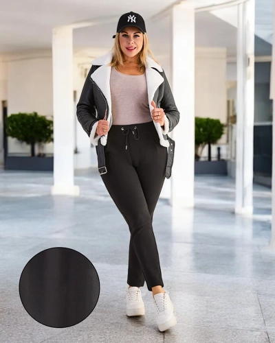 Pantalons Treggings doublés en polaire de grande taille pour femmes Royalfashion
