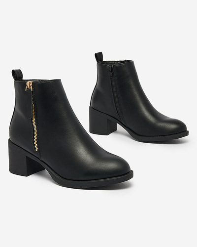 Royalfashion Bottes basses à talon aiguille pour femmes en cuir écologique noir Rejerry