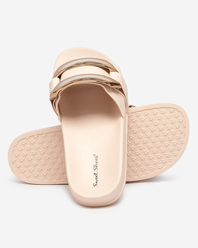 Chaussons femme beiges ornement Serina doré - Footwear