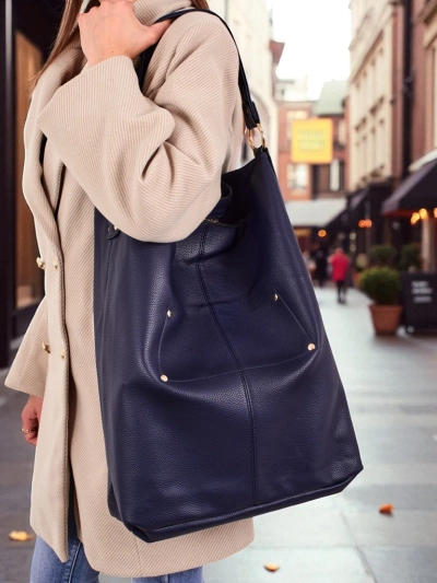 Grand sac cabas pour femmes 2 pièces en cuir écologique Hollow Grace