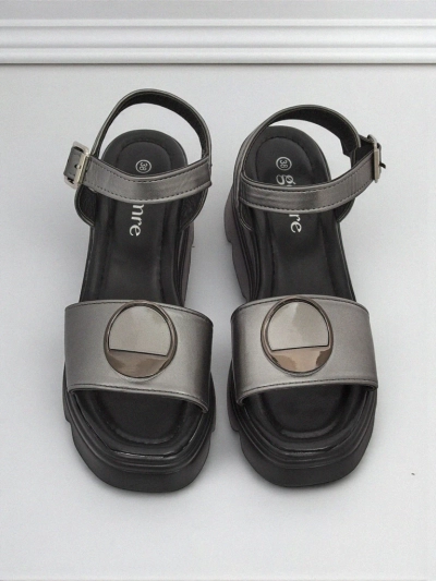 Sandales compensées pour femmes Hera Azzurro en cuir écologique graphite pour l'été