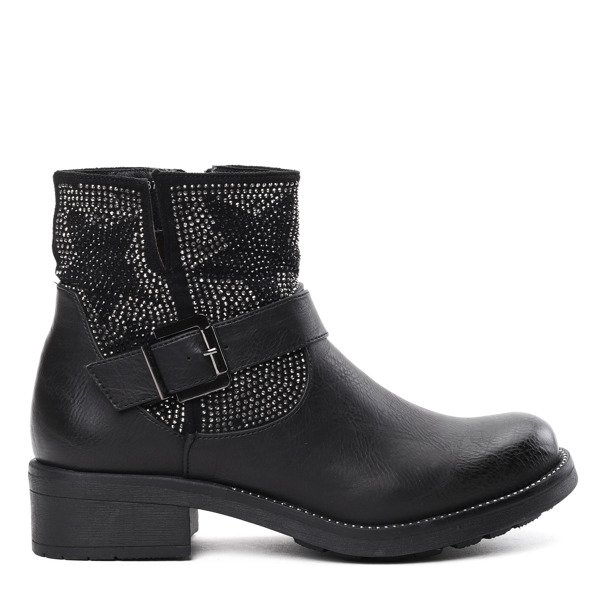 Czarne workery z gwiazdkami Crystal Snow - Obuwie