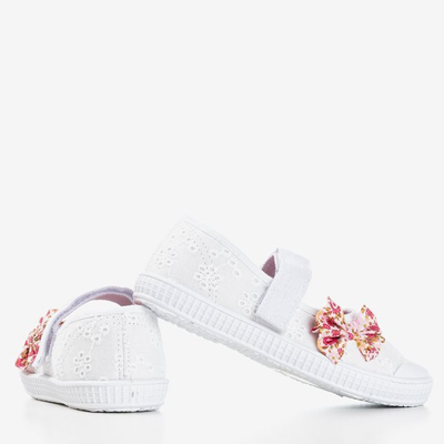 Baskets blanches pour enfants avec un nœud Gloriane - Footwear