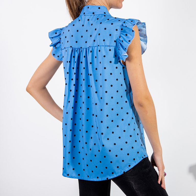 Chemisier bleu à pois pour femme - Vêtements