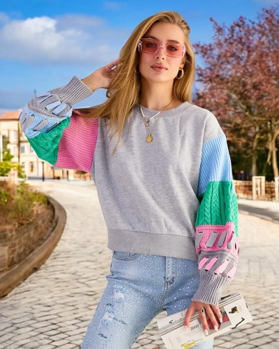 Royalfashion Sweatshirt à manches colorées pour femmes