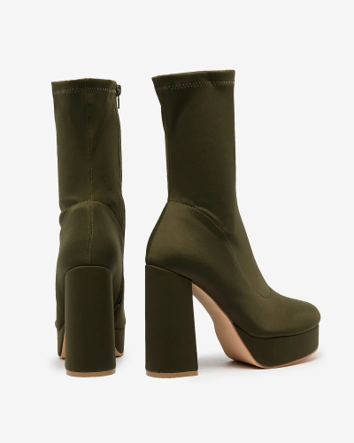 Royalfashion Bottes à talons hauts Diva Rises vert foncé pour femme